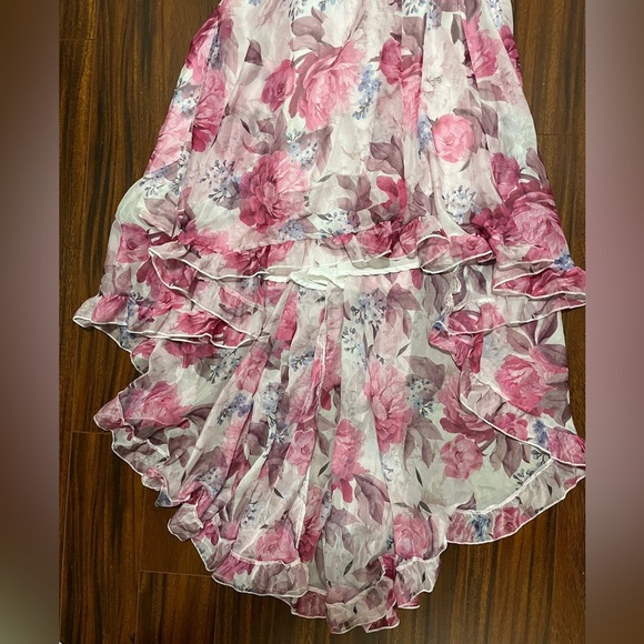 Women’s ChicMe ruffled hem floral print asymmetrical d dress - size large - Picture 3 of 11